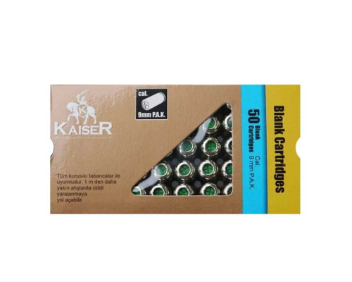 Патрон светозвукового действия Kaiser 9 мм P.A.K. Nickel Blank 50 штук
