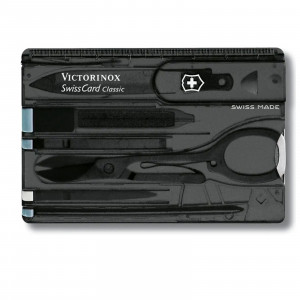 Швейцарская карточка Victorinox SwissCard Classic, 10 функций, корпус из черного полупрозрачного пластика